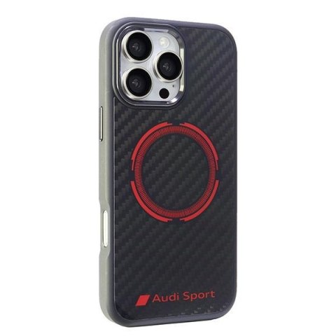 Audi nakładka Carbon Fiber Sport Red Circle MagSafe do iPhone 16 Pro Max 6.9" czarna