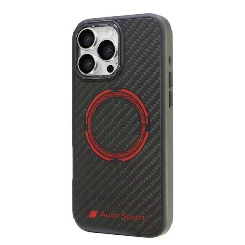 Audi nakładka Carbon Fiber Sport Red Circle MagSafe do iPhone 16 Pro Max 6.9" czarna