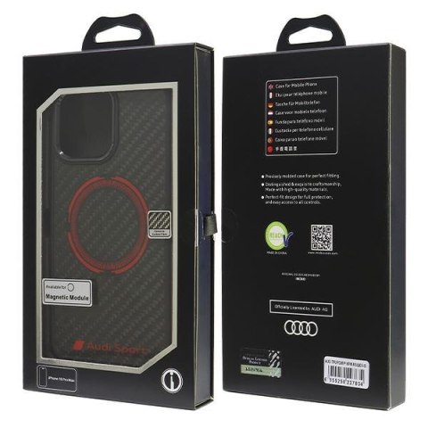 Audi nakładka Carbon Fiber Sport Red Circle MagSafe do iPhone 16 Pro Max 6.9" czarna