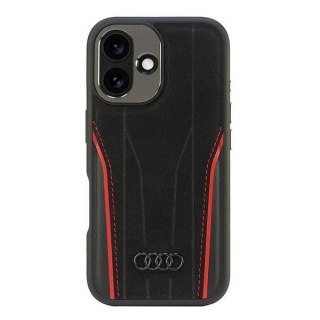 Audi nakładka Genuine Leather MagSafe do iPhone 16 6.1" czarno-czerwona
