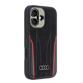 Audi nakładka Genuine Leather MagSafe do iPhone 16 6.1" czarno-czerwona