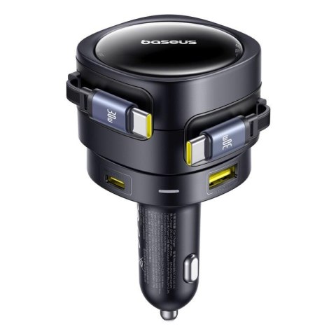 Baseus ładowarka samochodowa PD 1x USB-C 1x USB 90W + kabel 2x USB-C czarna