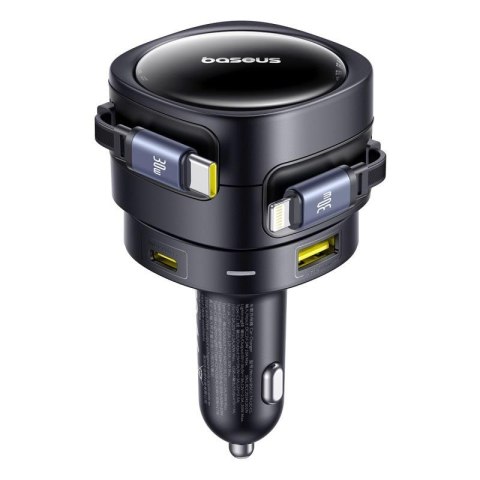 Baseus ładowarka samochodowa PD 1x USB-C 1x USB 90W + kabel USB-C - Lightning czarna