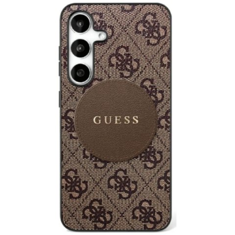 Guess nakładka HC MagSafe PU 4G Circle Classic Logo do Samsung Galaxy S25 brązowa