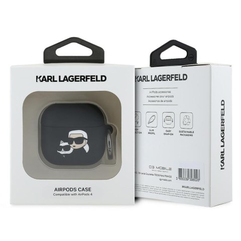 Karl Lagerfeld nakładka do AirPods 4 Silicone Karl&Choupette Head 3D Czarna