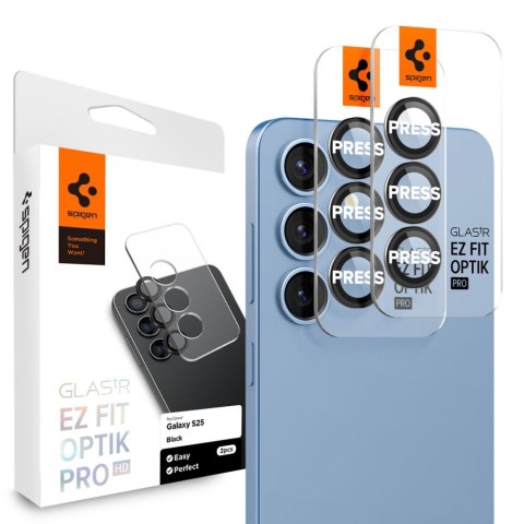 Spigen osłona aparatu Optik Pro Glas.Tr "EZ Fit" Camera Protector 2-Pack do Samsung Galaxy S25 Czarna