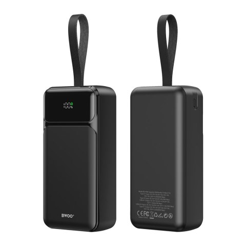 BWOO 65W power bank 30000 mAh 2 x USB-A, 1 x Type C z wyświetlaczem lcd, czarny