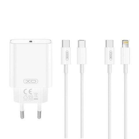 XO ładowarka sieciowa CE32 PD 20W 1x USB-C biała + kabel USB-C - Lightning