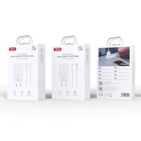 XO ładowarka sieciowa CE32 PD 20W 1x USB-C biała + kabel USB-C - Lightning