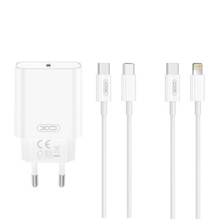 XO ładowarka sieciowa CE32 PD 20W 1x USB-C biała + kabel USB-C - USB-C