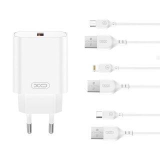 XO ładowarka sieciowa CE33 QC 18W 1x USB biała + kabel microUSB