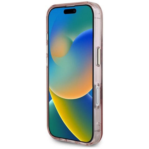 Guess nakładka Hardcase MagSafe IML Metal Mountain Logo do iPhone 16 6,1" Różowa