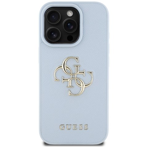 Guess nakładka Hardcase PU Grained Big 4G and Classic Logo do iPhone 16 Pro 6,3" Niebieska