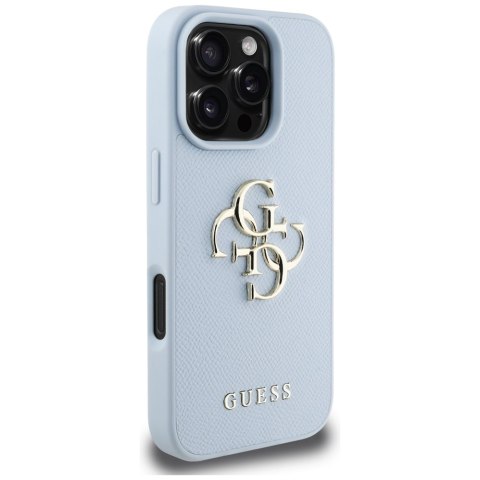 Guess nakładka Hardcase PU Grained Big 4G and Classic Logo do iPhone 16 Pro 6,3" Niebieska