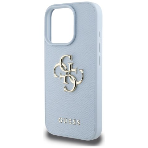 Guess nakładka Hardcase PU Grained Big 4G and Classic Logo do iPhone 16 Pro 6,3" Niebieska