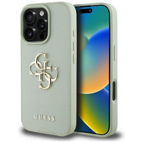 Guess nakładka Hardcase PU Grained Big 4G and Classic Logo do iPhone 16 Pro 6,3" Zielona