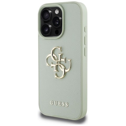 Guess nakładka Hardcase PU Grained Big 4G and Classic Logo do iPhone 16 Pro 6,3" Zielona
