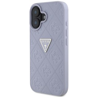 Guess nakładka Hardcase PU Grained Hot Stamp 4G Triangle Metal do iPhone 16 6,1" Fioletowa