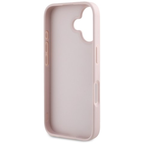 Guess nakładka Hardcase PU Grained Hot Stamp 4G Triangle Metal do iPhone 16 6,1" Różowa