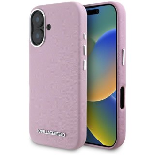 Karl Lagerfeld nakładka Hardcase MagSafe FW Saffiano Metal Logo do iPhone 16 6,1" Różowa
