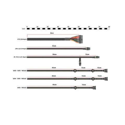 Rebeltec Zasilacz ATX RAPTOR 600W 80+ Bronze, Single Rail, DC-DC