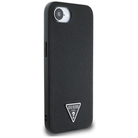 Guess Nakładka HC MagSafe Grained PU Triangle Logo do iPhone 16e Czarna