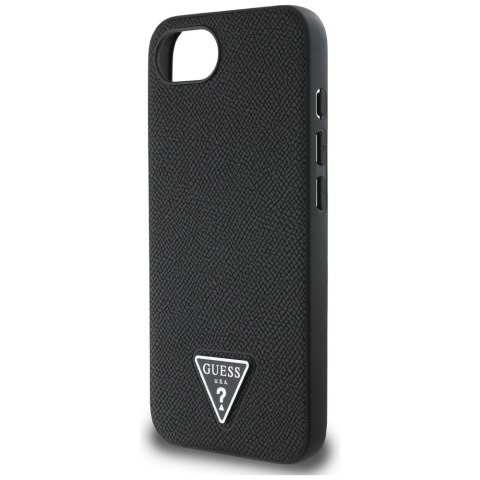Guess Nakładka HC MagSafe Grained PU Triangle Logo do iPhone 16e Czarna
