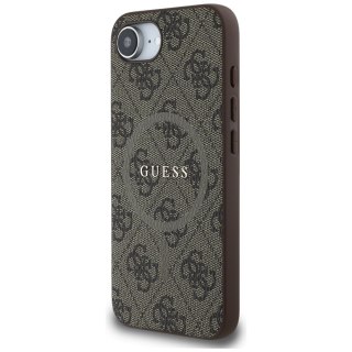 Guess Nakładka HC MagSafe PU 4G Ring Classic Logo do iPhone 16e Brązowa