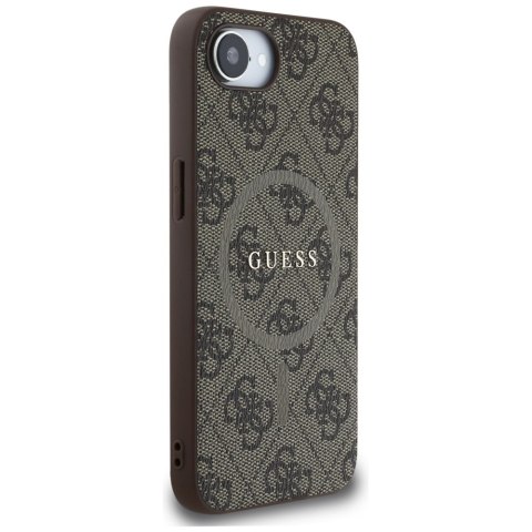 Guess Nakładka HC MagSafe PU 4G Ring Classic Logo do iPhone 16e Brązowa