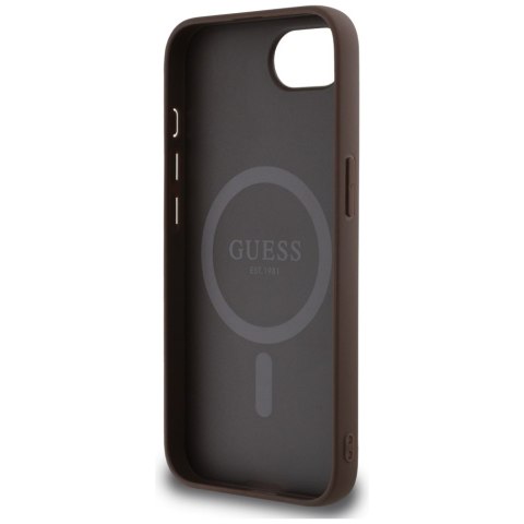 Guess Nakładka HC MagSafe PU 4G Ring Classic Logo do iPhone 16e Brązowa