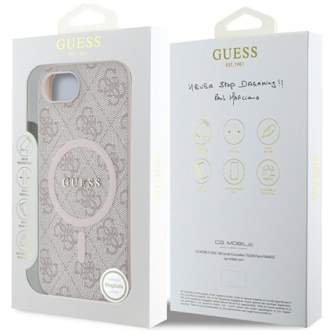Guess Nakładka HC MagSafe PU 4G Ring Classic Logo do iPhone 16e Różowa