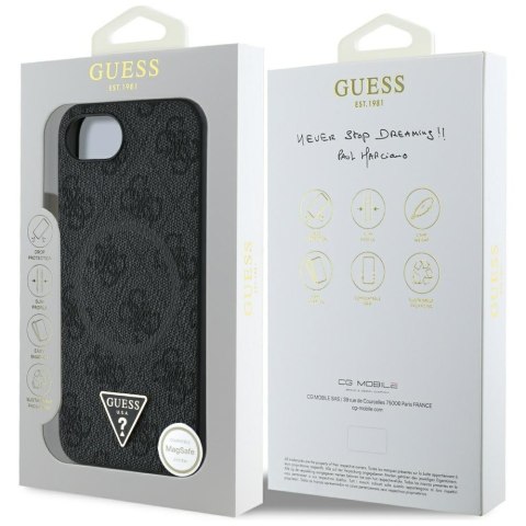 Guess Nakładka HC MagSafe PU 4G Ring Triangle Logo do iPhone 16e Czarna