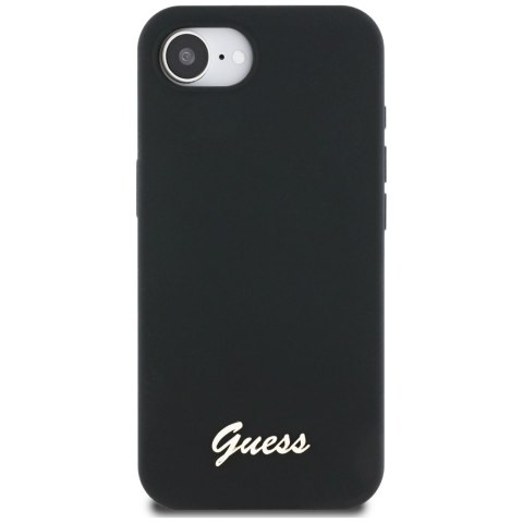 Guess Nakładka HC Silicone Script Metal Logo do iPhone 16e Czarna