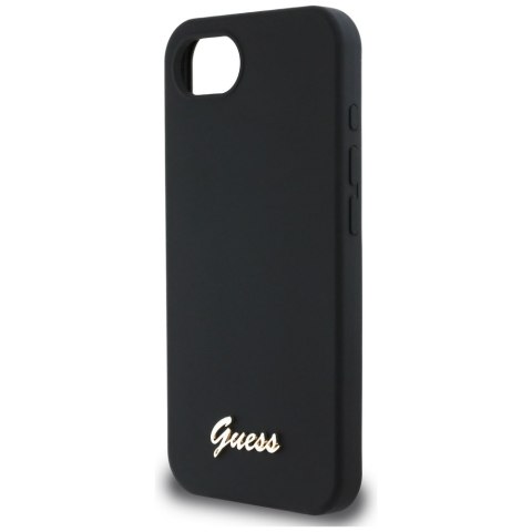 Guess Nakładka HC Silicone Script Metal Logo do iPhone 16e Czarna