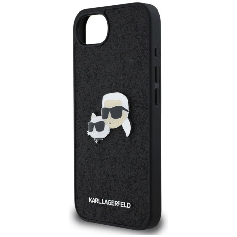 Karl Lagerfeld Nakładka HC Fixed Glitter K&C Heads Logo Metal Pin do iPhone 16e Czarna
