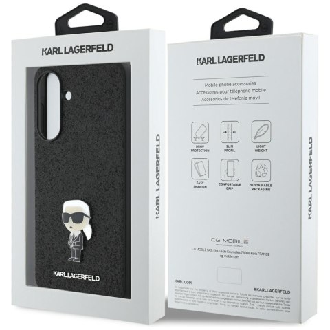 Karl Lagerfeld Nakładka HC Ikonik Fixed Glitter Ikonik Logo Metal Pin do Samsung Galaxy A36 Czarna