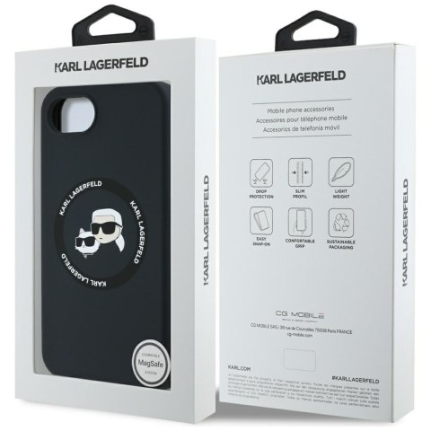 Karl Lagerfeld Nakładka HC MagSafe Silicone Double Heads do iPhone 16e Czarna