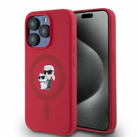Karl Lagerfeld Nakładka HC MagSafe Silicone KC Body Ring do iPhone 15 Pro Czerwona