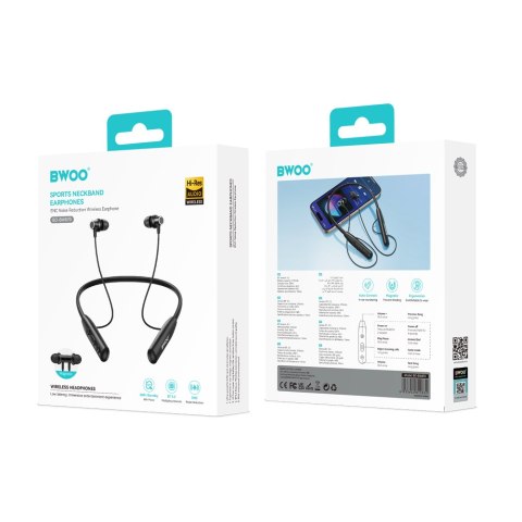 BWOO Słuchawki douszne na szyję BT5.3 BW870 czarne