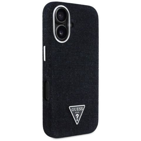 Guess Nakładka HC MagSafe FW Denim Triangle Logo do iPhone 16 Czarna