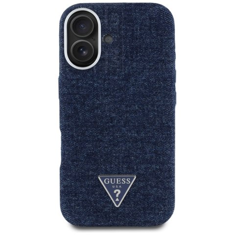 Guess Nakładka HC MagSafe FW Denim Triangle Logo do iPhone 16 Niebieska