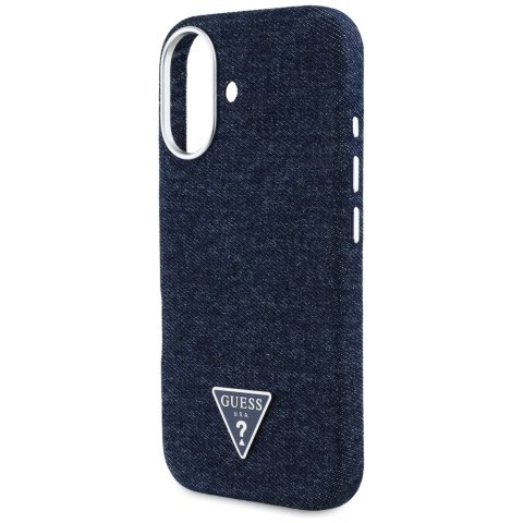 Guess Nakładka HC MagSafe FW Denim Triangle Logo do iPhone 16 Niebieska