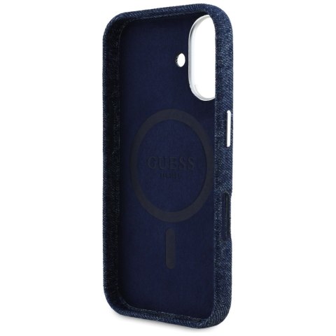 Guess Nakładka HC MagSafe FW Denim Triangle Logo do iPhone 16 Niebieska