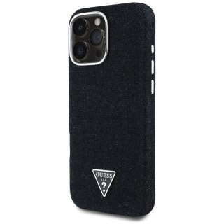 Guess Nakładka HC MagSafe FW Denim Triangle Logo do iPhone 16 Pro Czarna