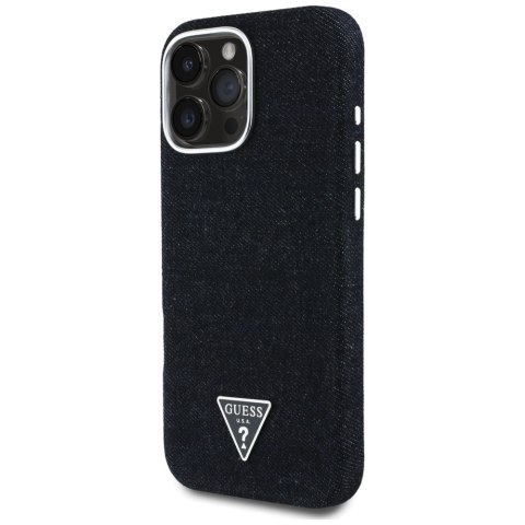 Guess Nakładka HC MagSafe FW Denim Triangle Logo do iPhone 16 Pro Czarna