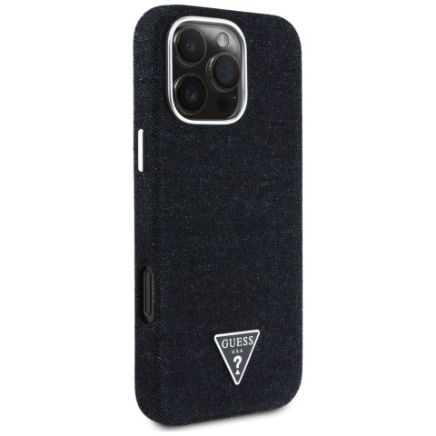 Guess Nakładka HC MagSafe FW Denim Triangle Logo do iPhone 16 Pro Czarna