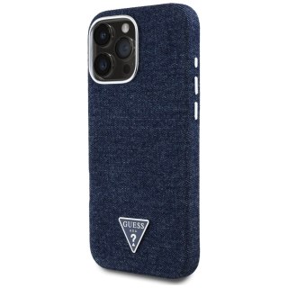 Guess Nakładka HC MagSafe FW Denim Triangle Logo do iPhone 16 Pro Niebieska