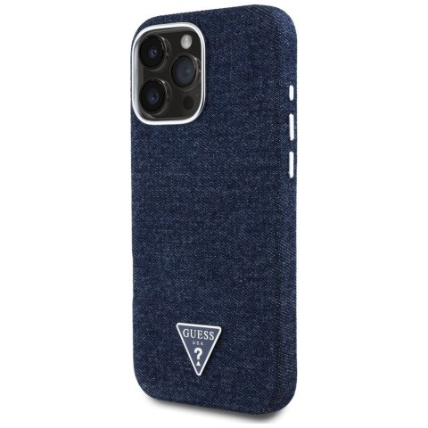 Guess Nakładka HC MagSafe FW Denim Triangle Logo do iPhone 16 Pro Niebieska