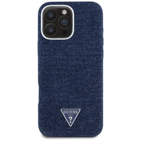 Guess Nakładka HC MagSafe FW Denim Triangle Logo do iPhone 16 Pro Niebieska