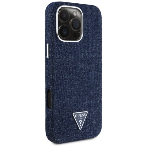 Guess Nakładka HC MagSafe FW Denim Triangle Logo do iPhone 16 Pro Niebieska